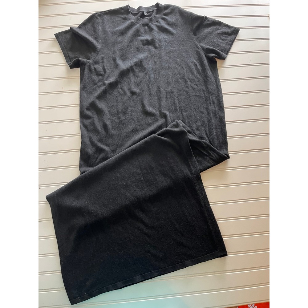 Arach & Cloz Black Wool Blend Short Sleeve Maxi Knit T-Shirt Dress Large